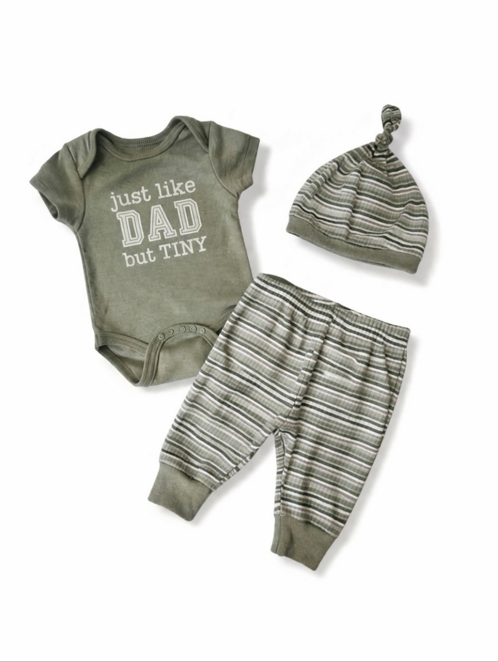 Baby Essentials Olive Baby Outfit with Print